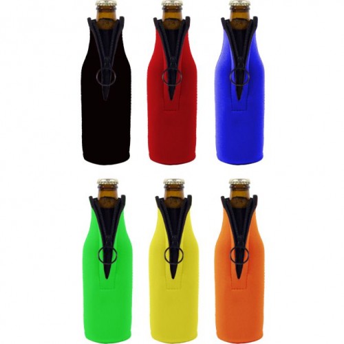Foam Zipper Beer Bottle Coolie (1 Color Print)
